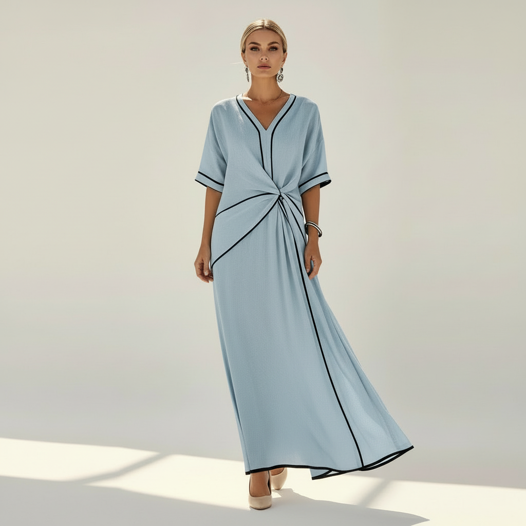 Women's Elegant Maxi Dress with Twist Detail