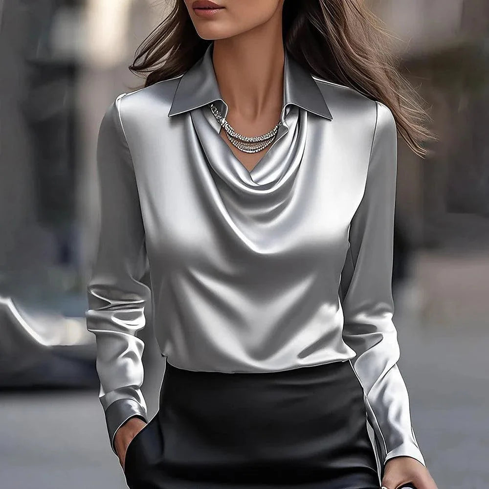 Women's Elegant Satin Shirt Top