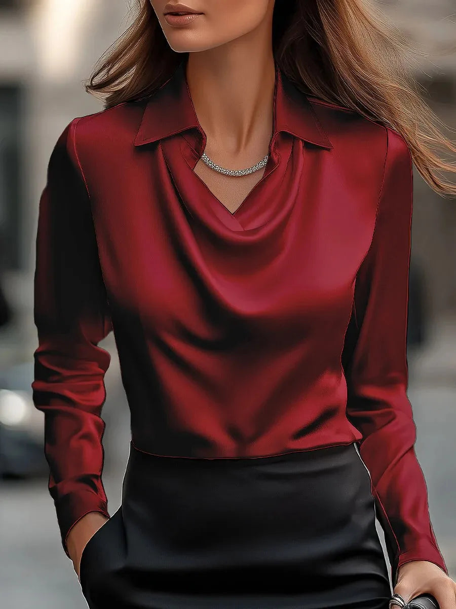 Women's Elegant Satin Shirt Top
