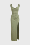 Women's Elegant V-Neck Maxi Dress with Split