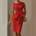 Women's Elegant Sleeveless Dress with Bow Detail
