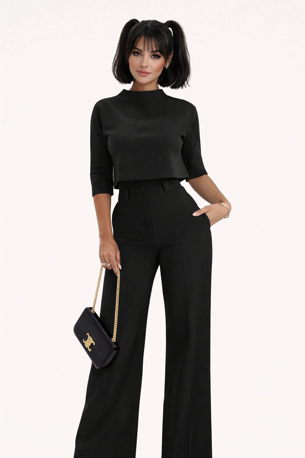 Women's Elegant Wide Leg Trouser Suit Set