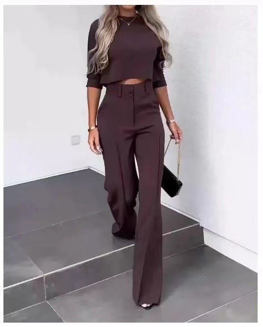 Women's Elegant Wide Leg Trouser Suit Set