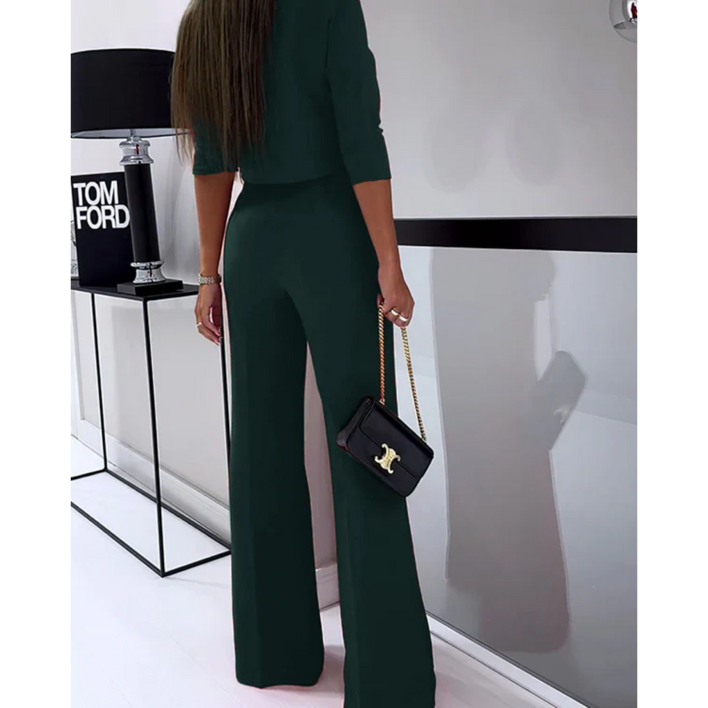 Women's Elegant Wide Leg Trouser Suit Set