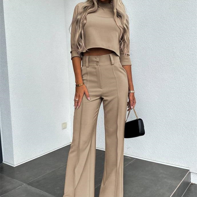 Women's Elegant Wide Leg Trouser Suit Set
