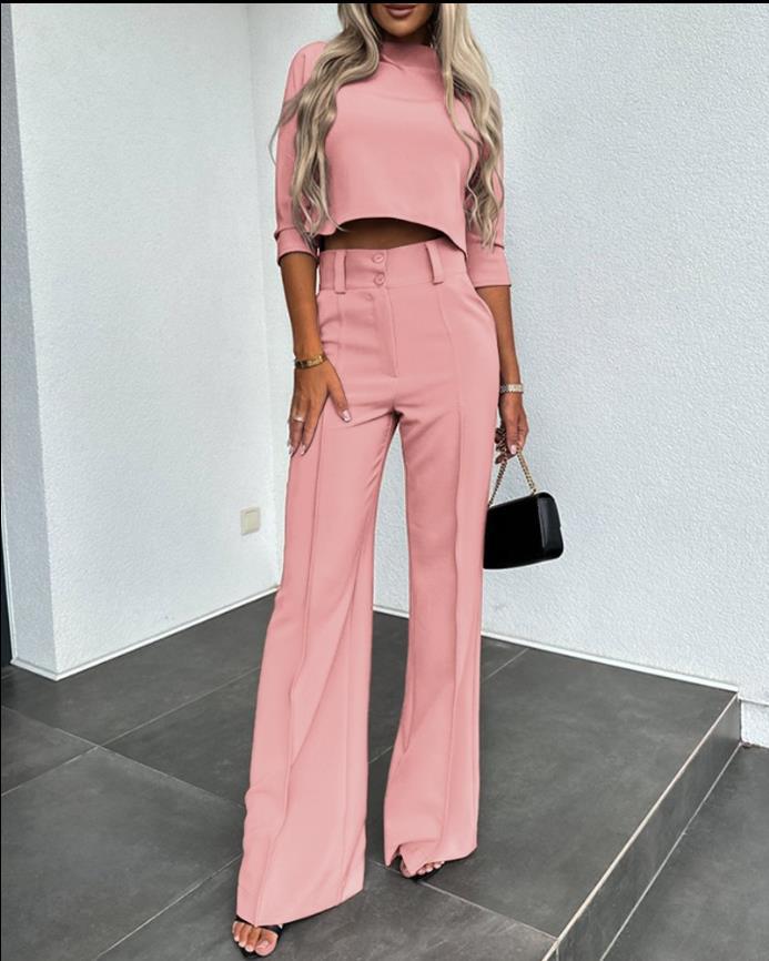 Women's Elegant Wide Leg Trouser Suit Set