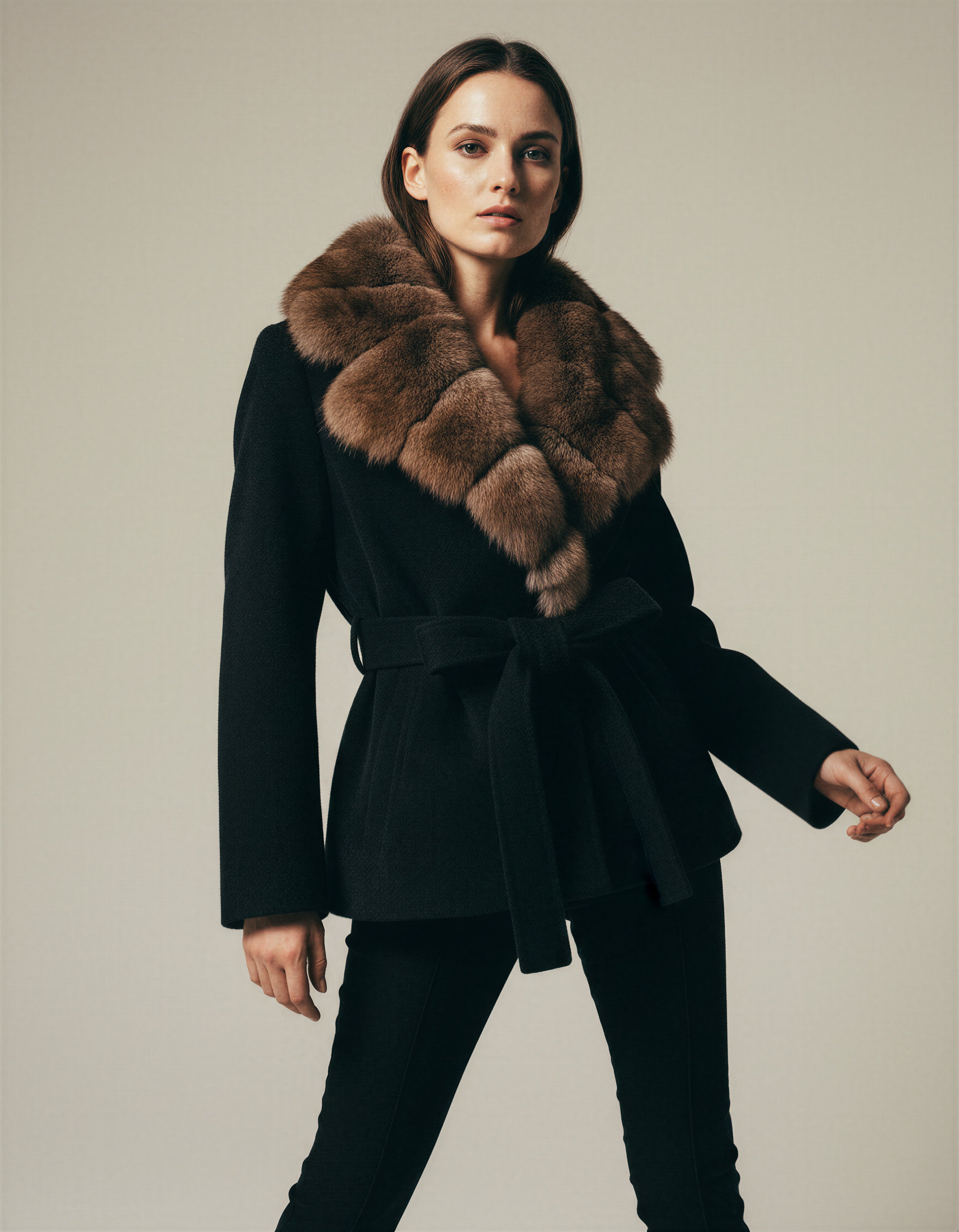 Women's Faux Fur Belted Winter Coat