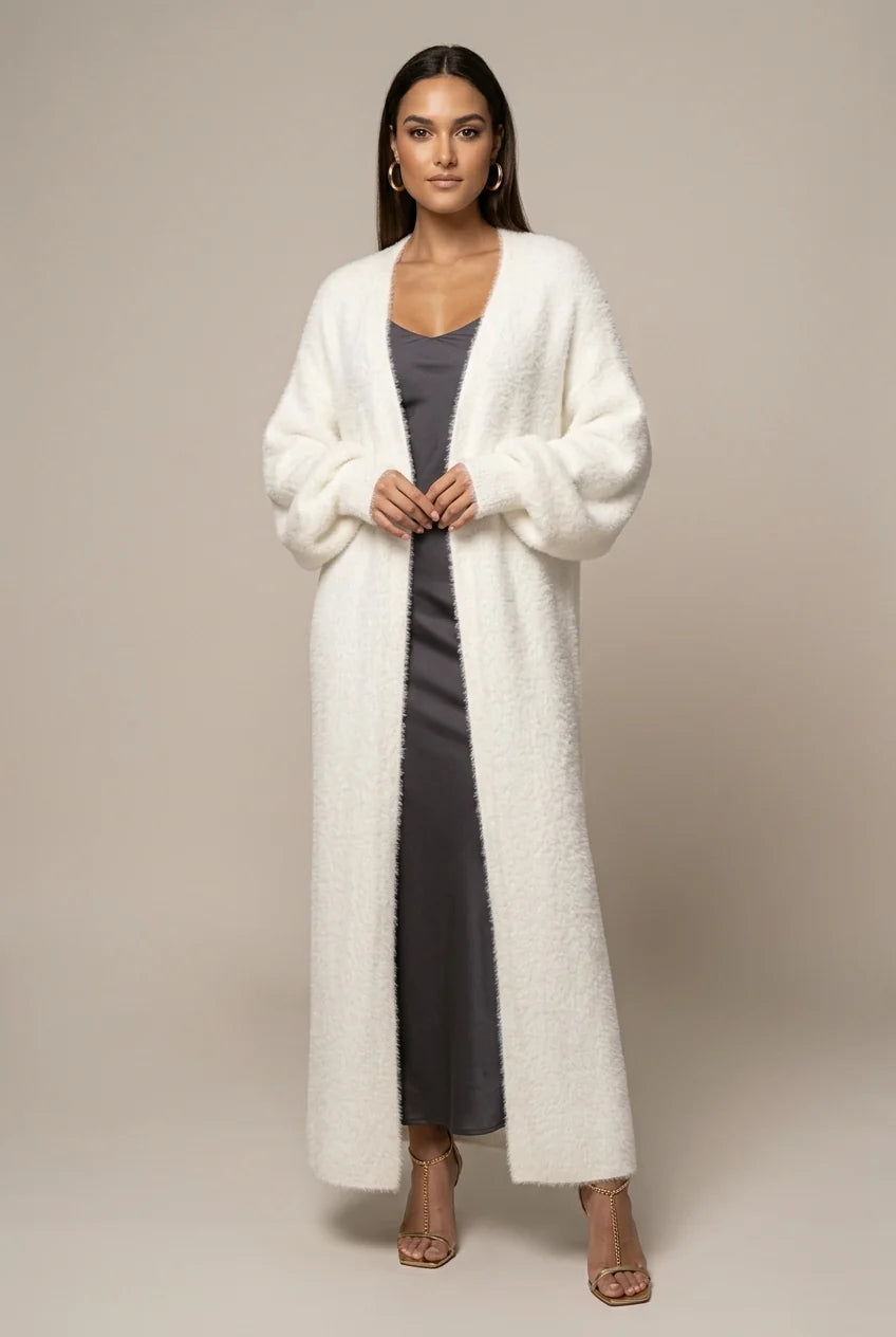 Women's Faux Fur Maxi Cardigan