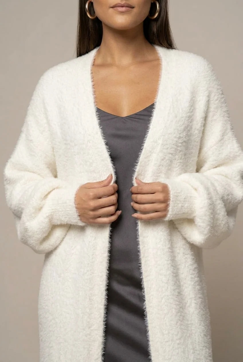 Women's Faux Fur Maxi Cardigan