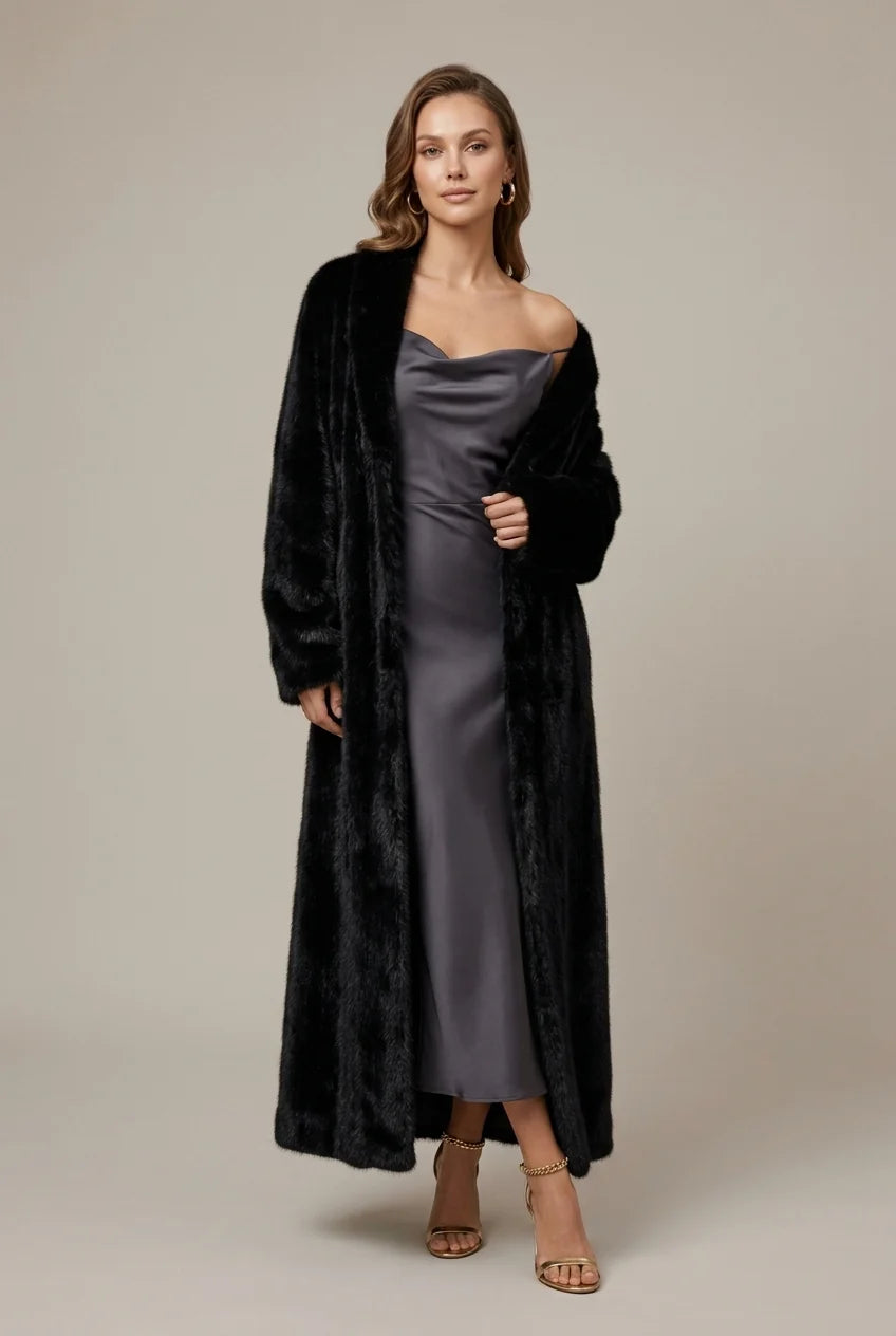 Women's Faux Fur Maxi Cardigan