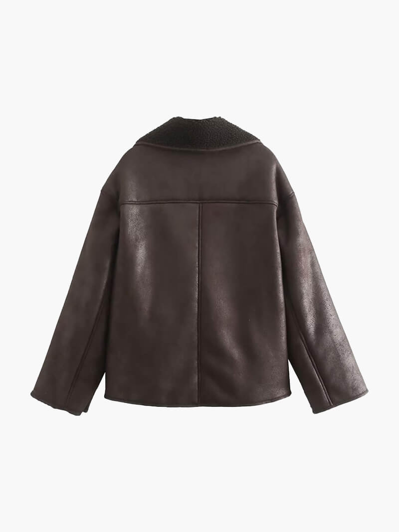 Women's Faux Leather Jacket With Fur