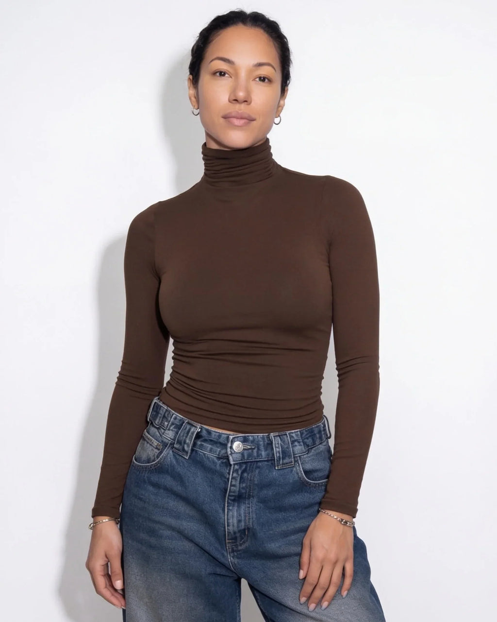 Women's Fitted Long-Sleeve Turtleneck Top 0