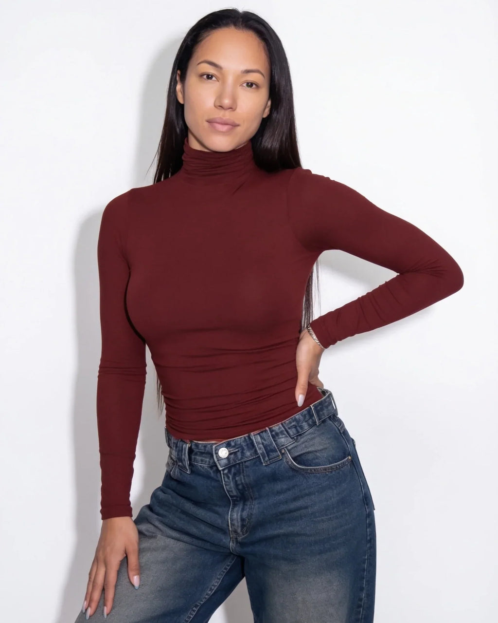 Women's Fitted Long-Sleeve Turtleneck Top 9