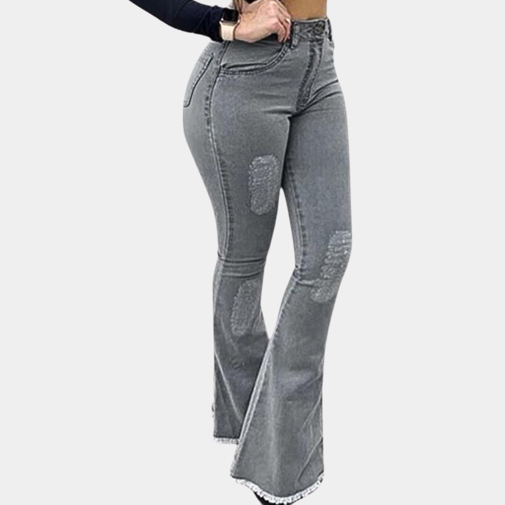 Women's Flare Jeans with Patch Details
