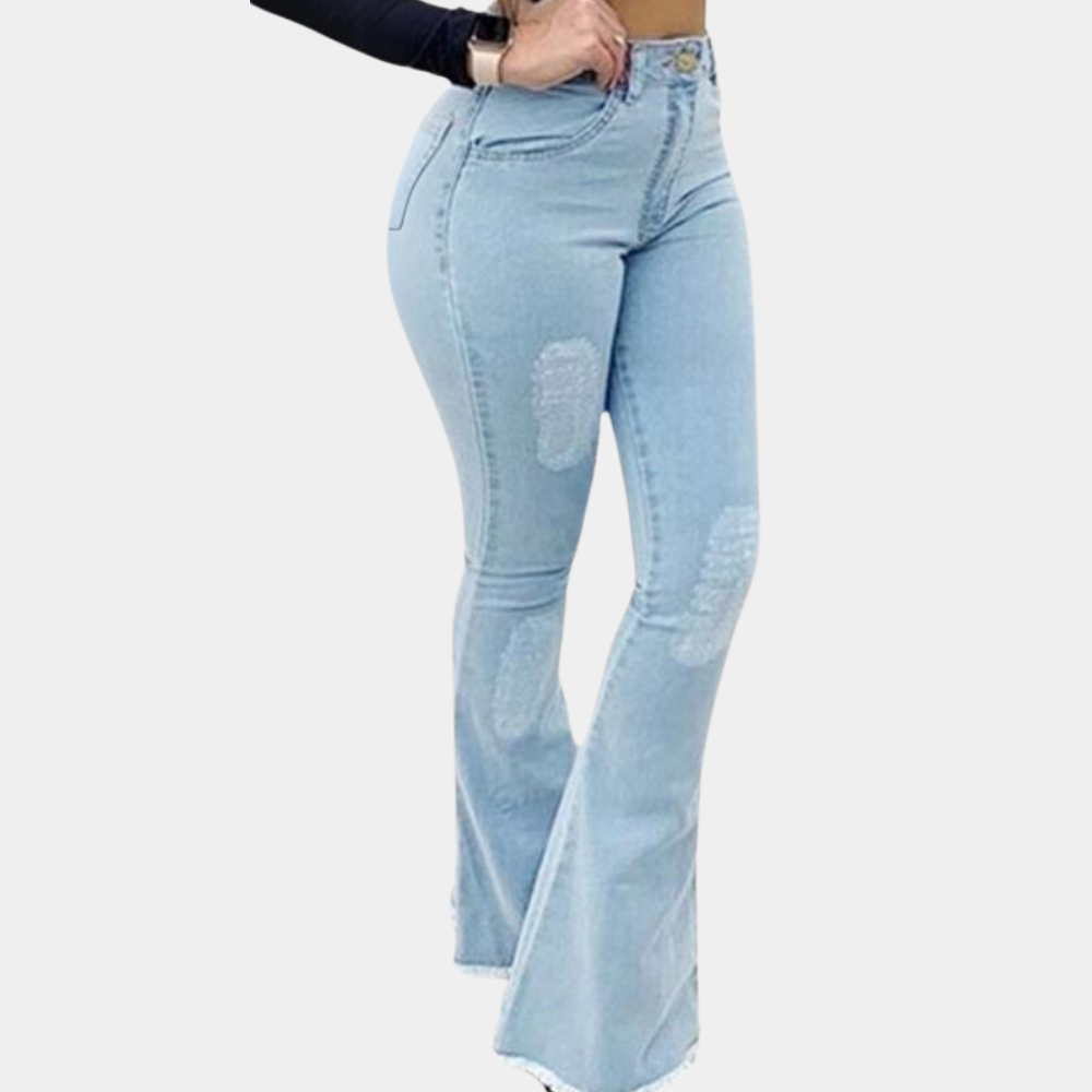 Women's Flare Jeans with Patch Details