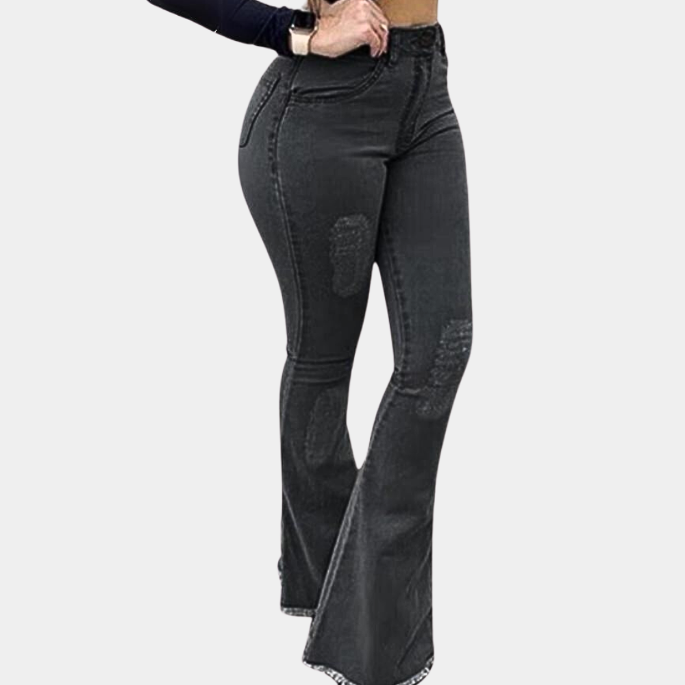 Women's Flare Jeans with Patch Details