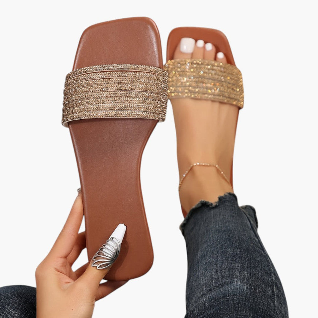 Women's Flat Sandals with Decorated Strap
