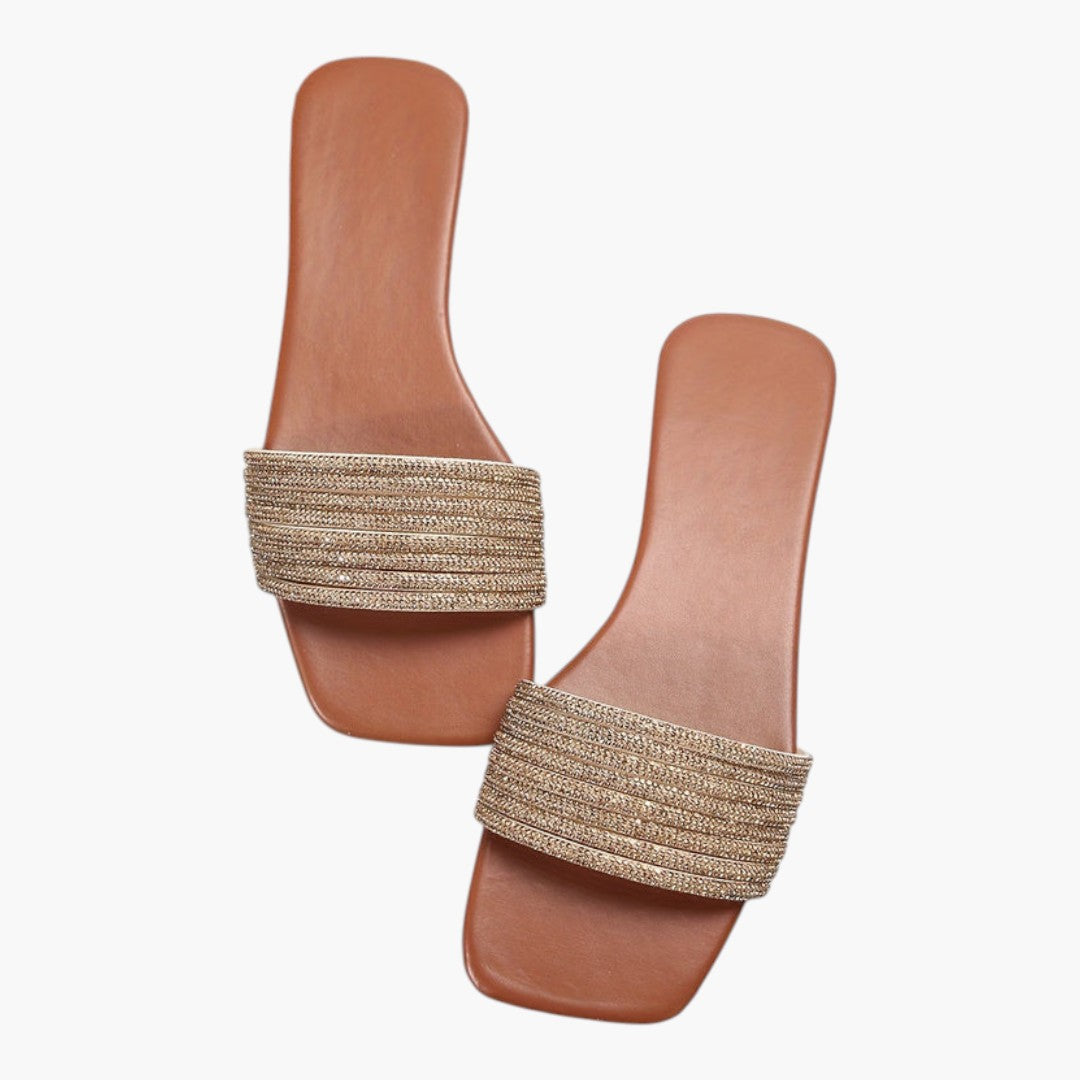 Women's Flat Sandals with Decorated Strap