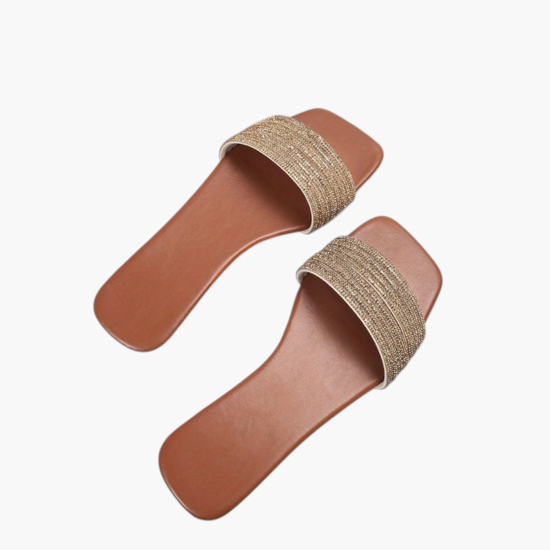 Women's Flat Sandals with Decorated Strap