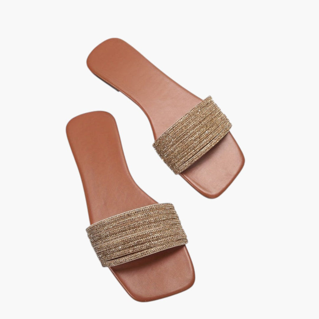 Women's Flat Sandals with Decorated Strap