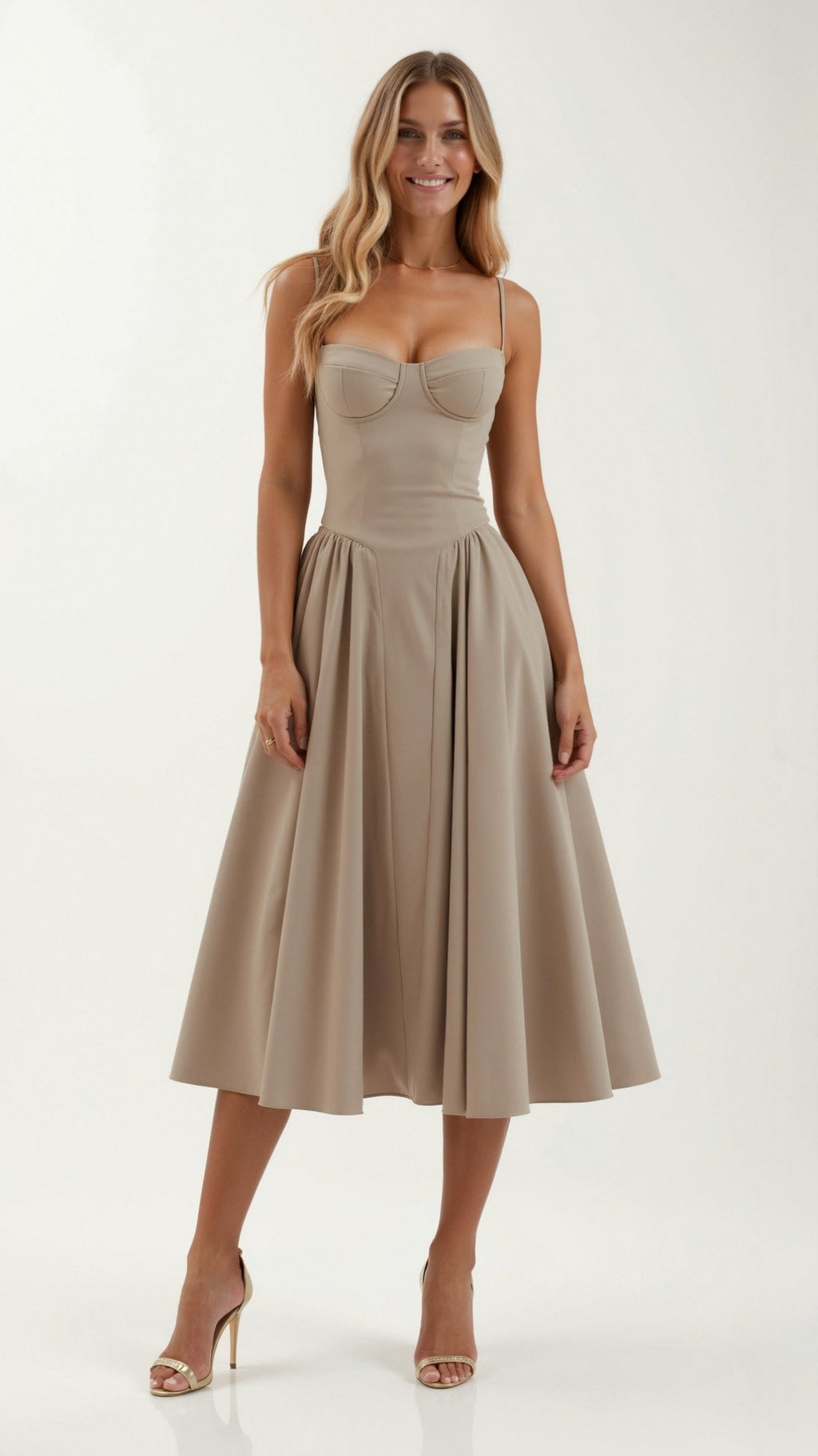 Women's Floral Corset Midi Dress for Summer Events