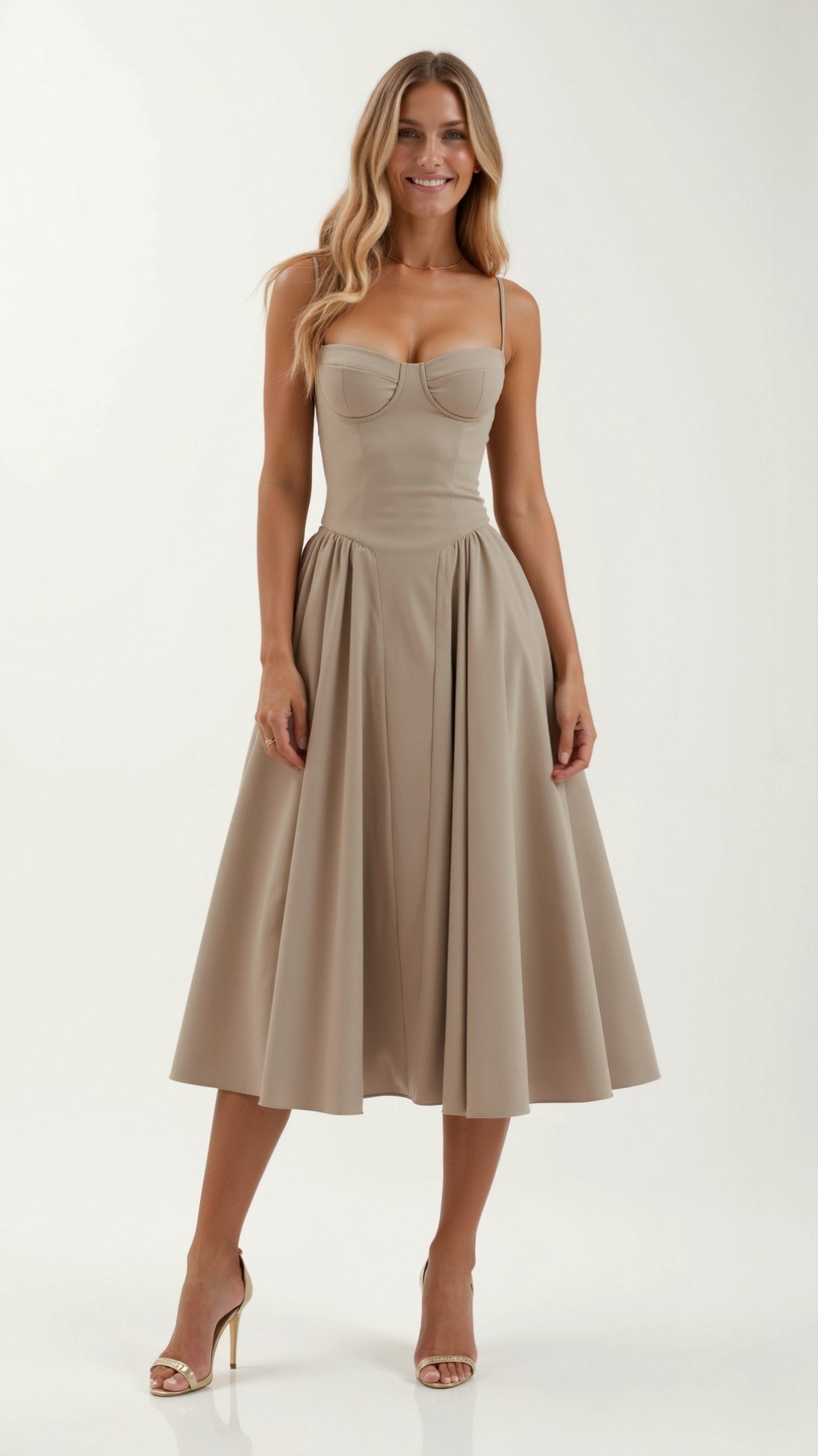 Women's Floral Corset Midi Dress for Summer Events