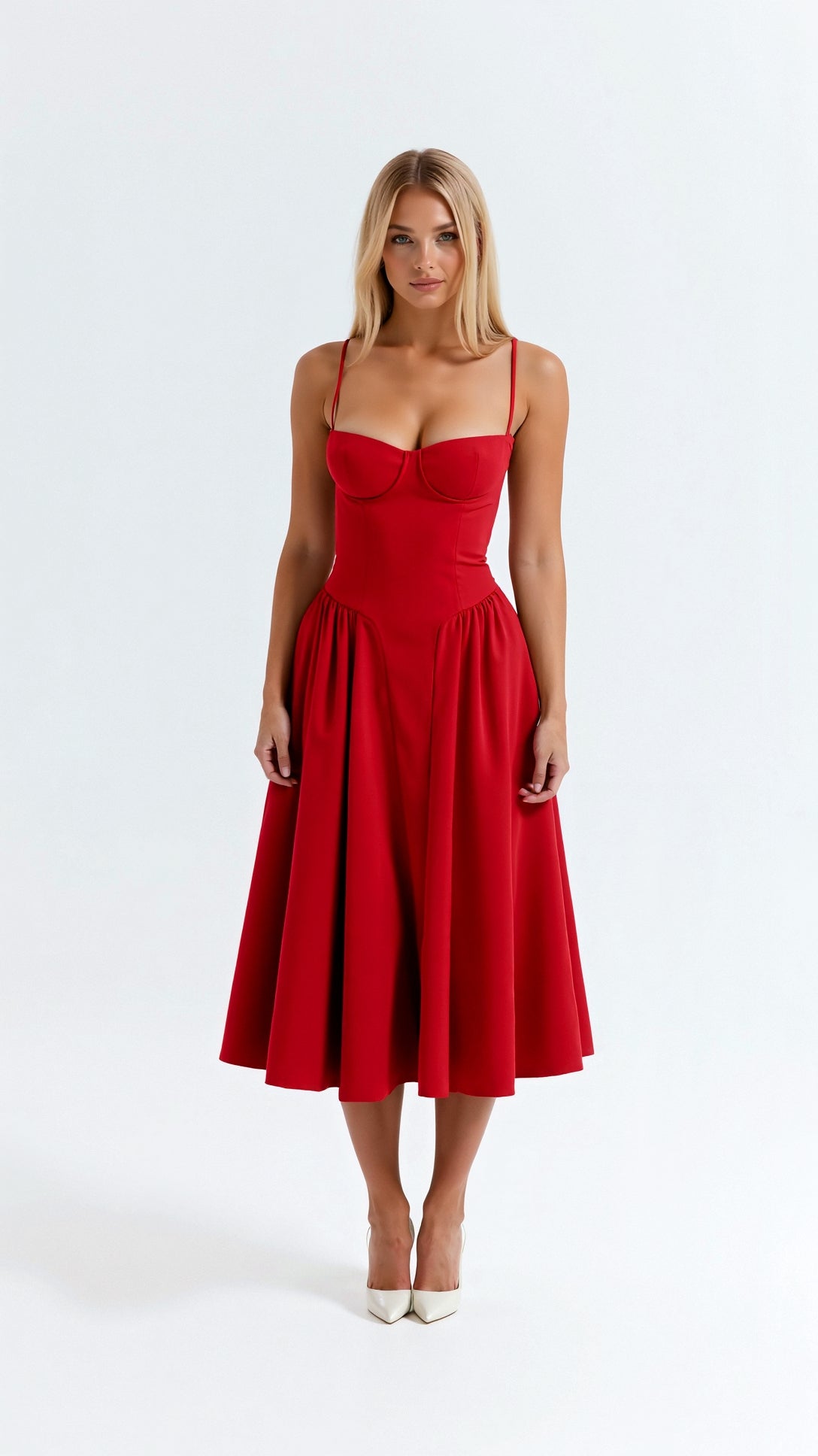 Women's Floral Corset Midi Dress for Summer Events
