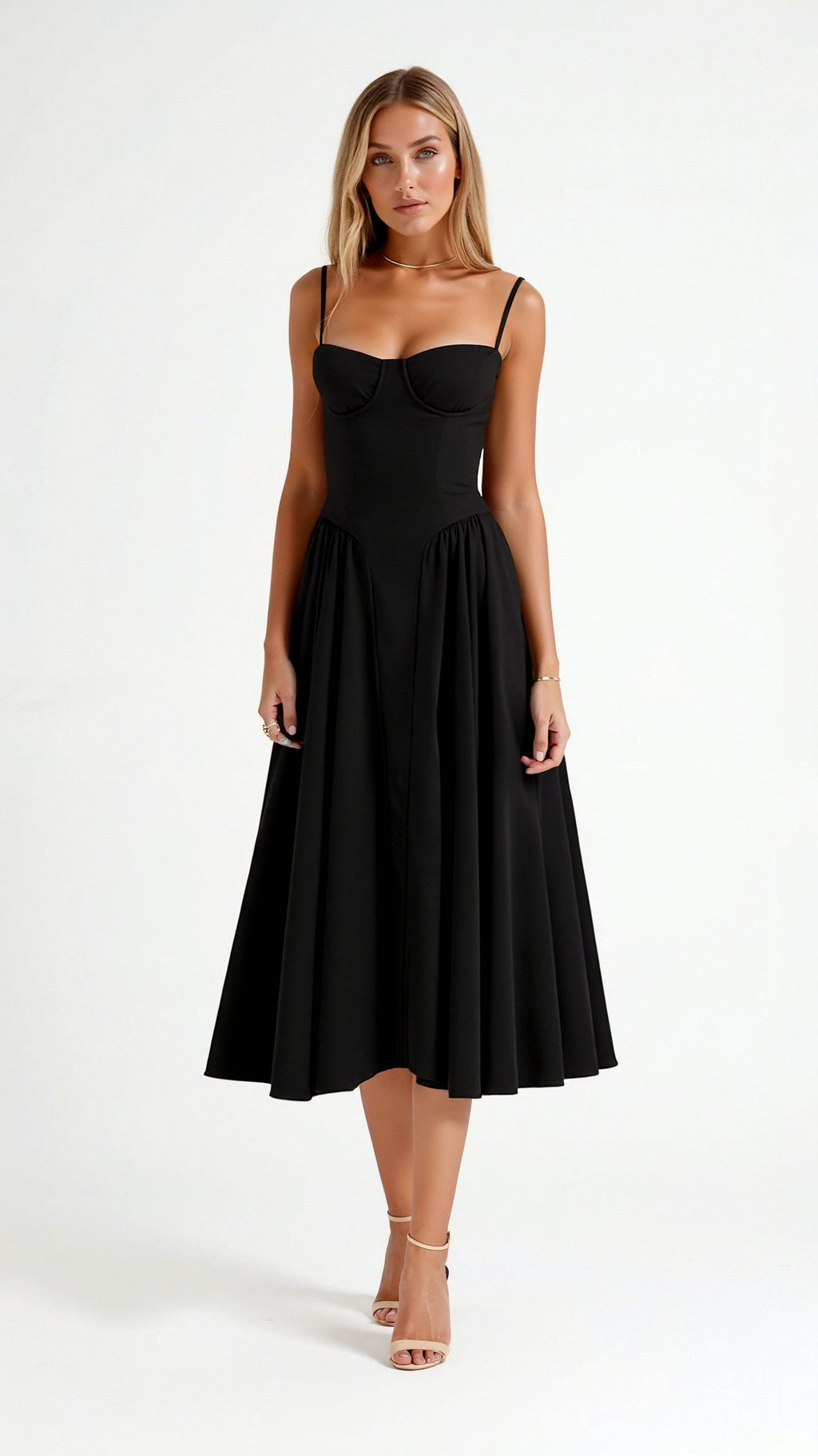 Women's Floral Corset Midi Dress for Summer Events