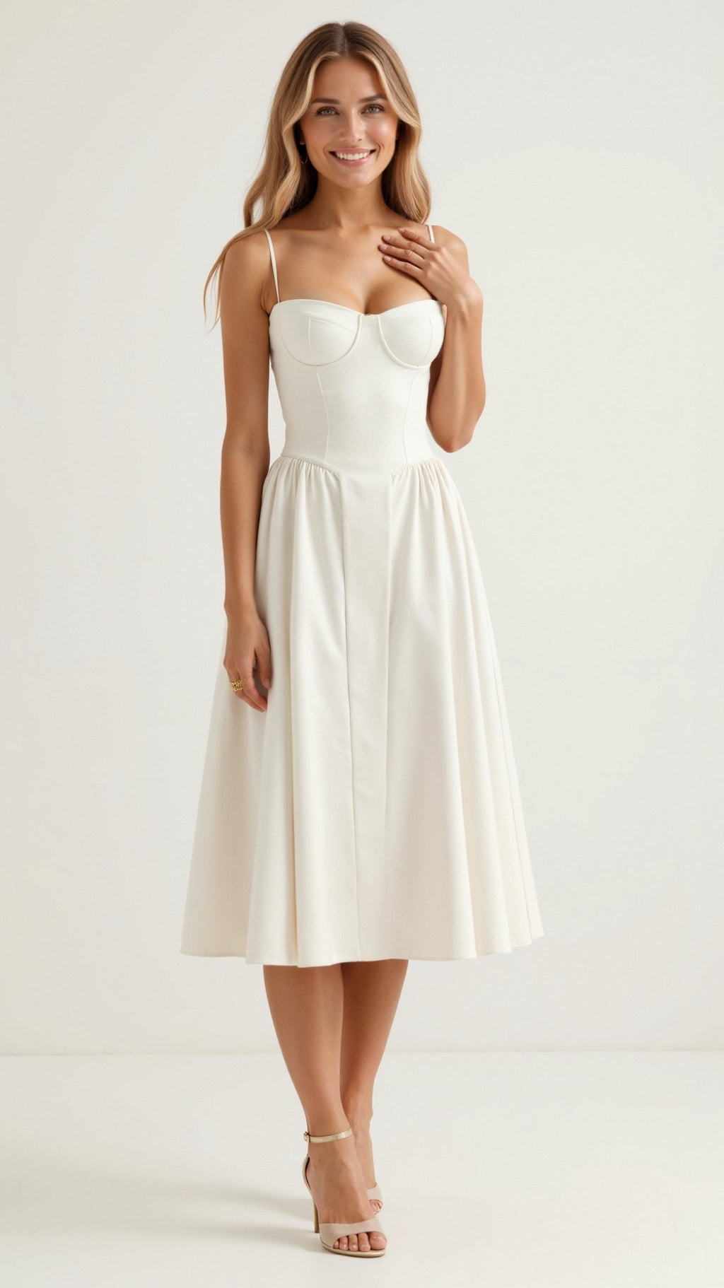 Women's Floral Corset Midi Dress for Summer Events