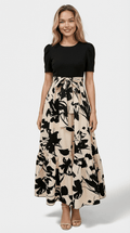 Women's Floral Maxi Dress with Puff Sleeves