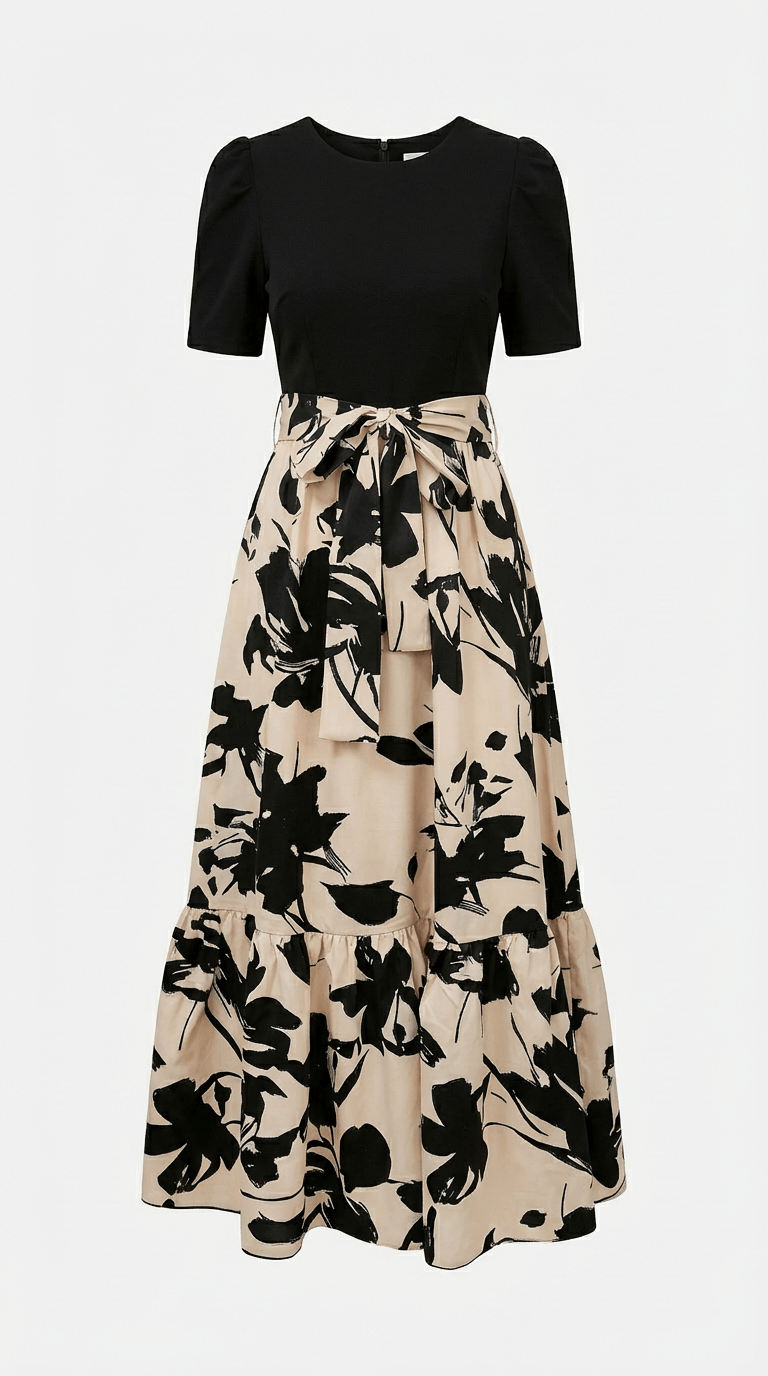 Women's Floral Maxi Dress with Puff Sleeves