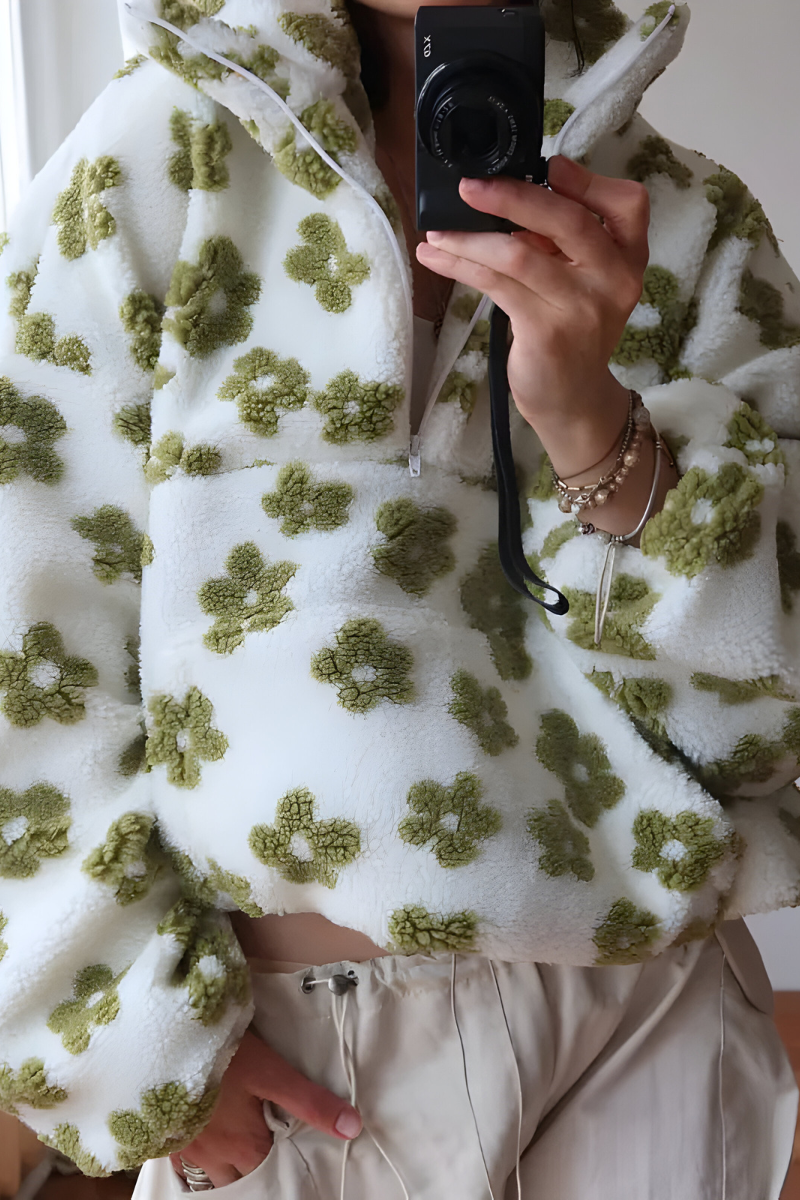Women's Floral Print Fleece Sweater