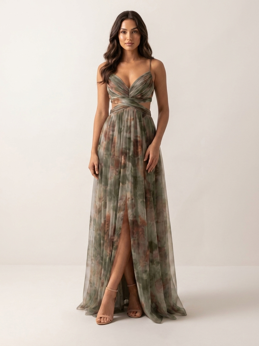Women's Formal Watercolor Print Maxi Dress