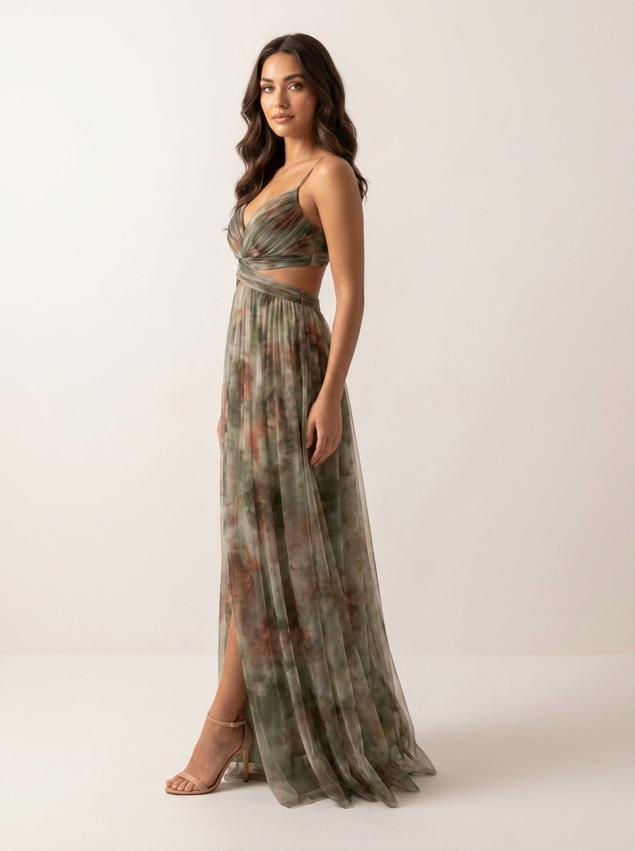 Women's Formal Watercolor Print Maxi Dress