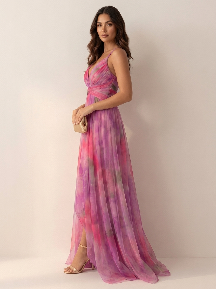Women's Formal Watercolor Print Maxi Dress
