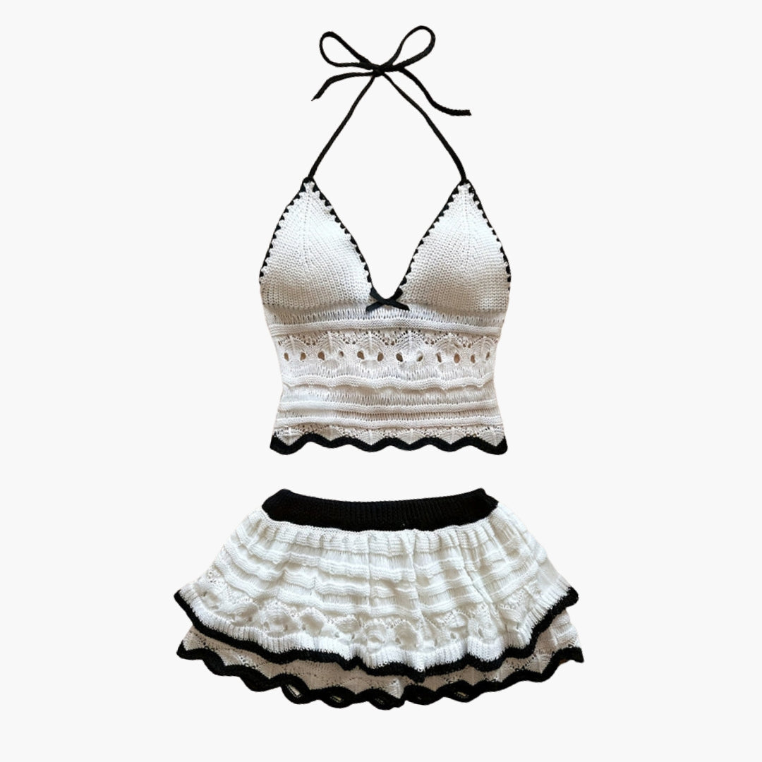 Women's Halter Top and Mini Skirt Outfit