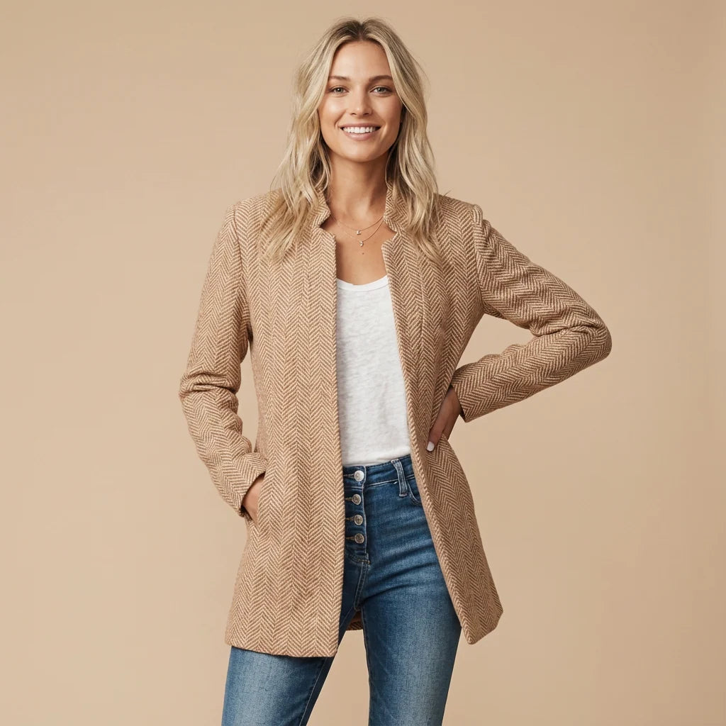 Women's Herringbone Long Blazer