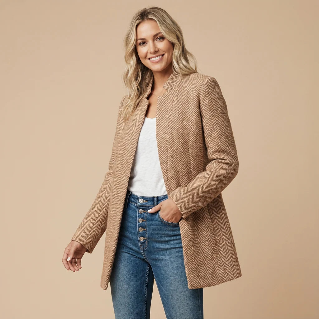 Women's Herringbone Long Blazer