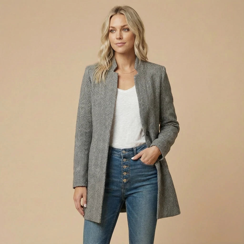 Women's Herringbone Long Blazer