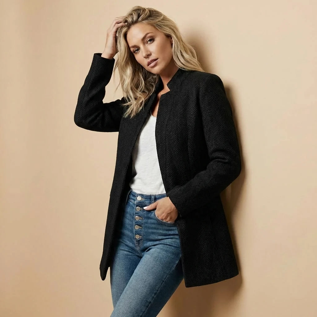 Women's Herringbone Long Blazer