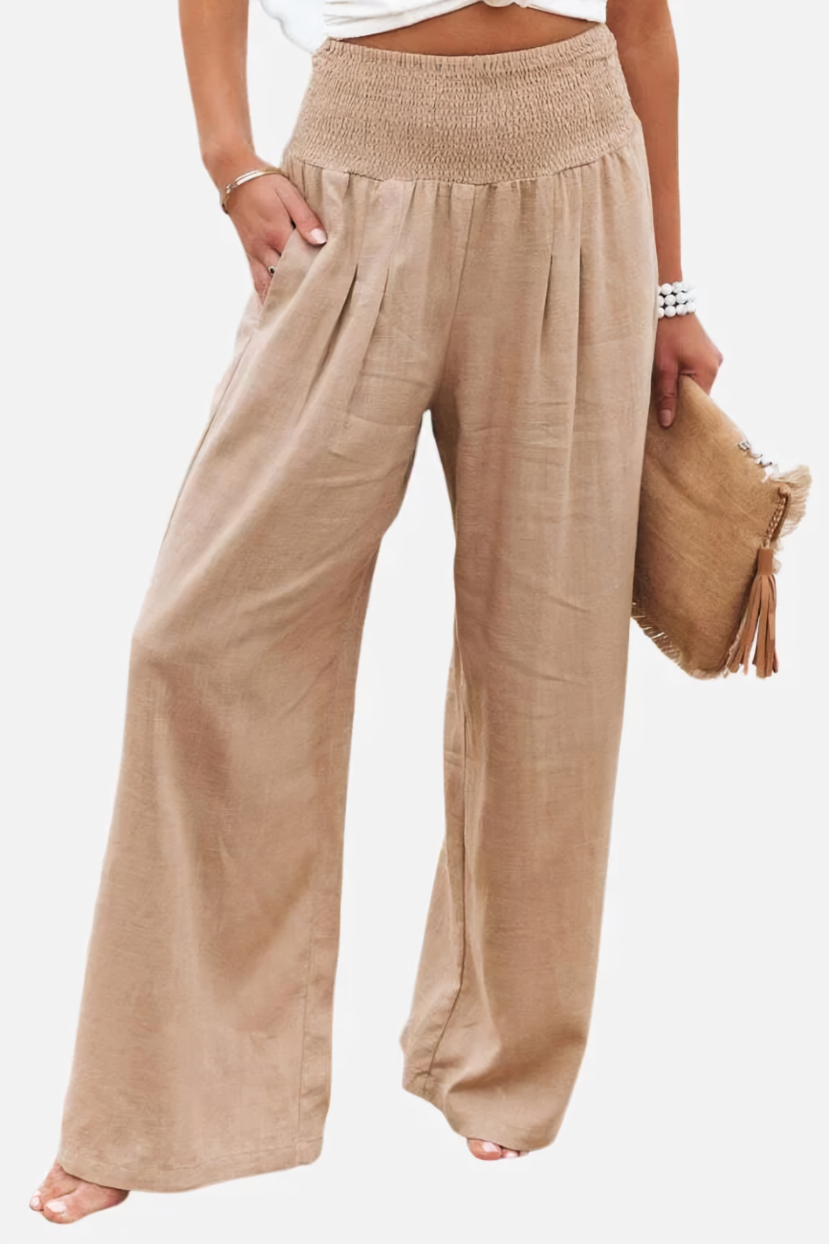 Women's High-Waisted Palazzo Trousers - Wide Leg Style