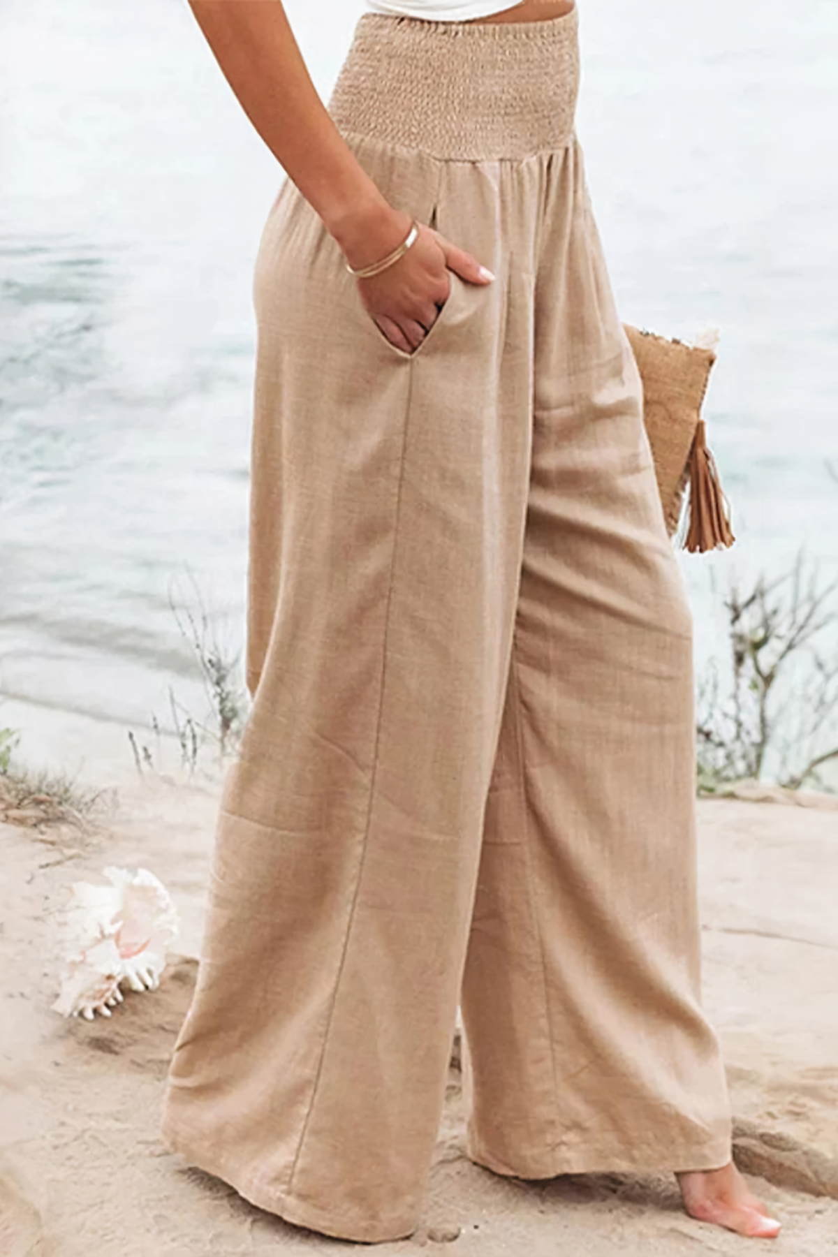 Women's High-Waisted Palazzo Trousers - Wide Leg Style