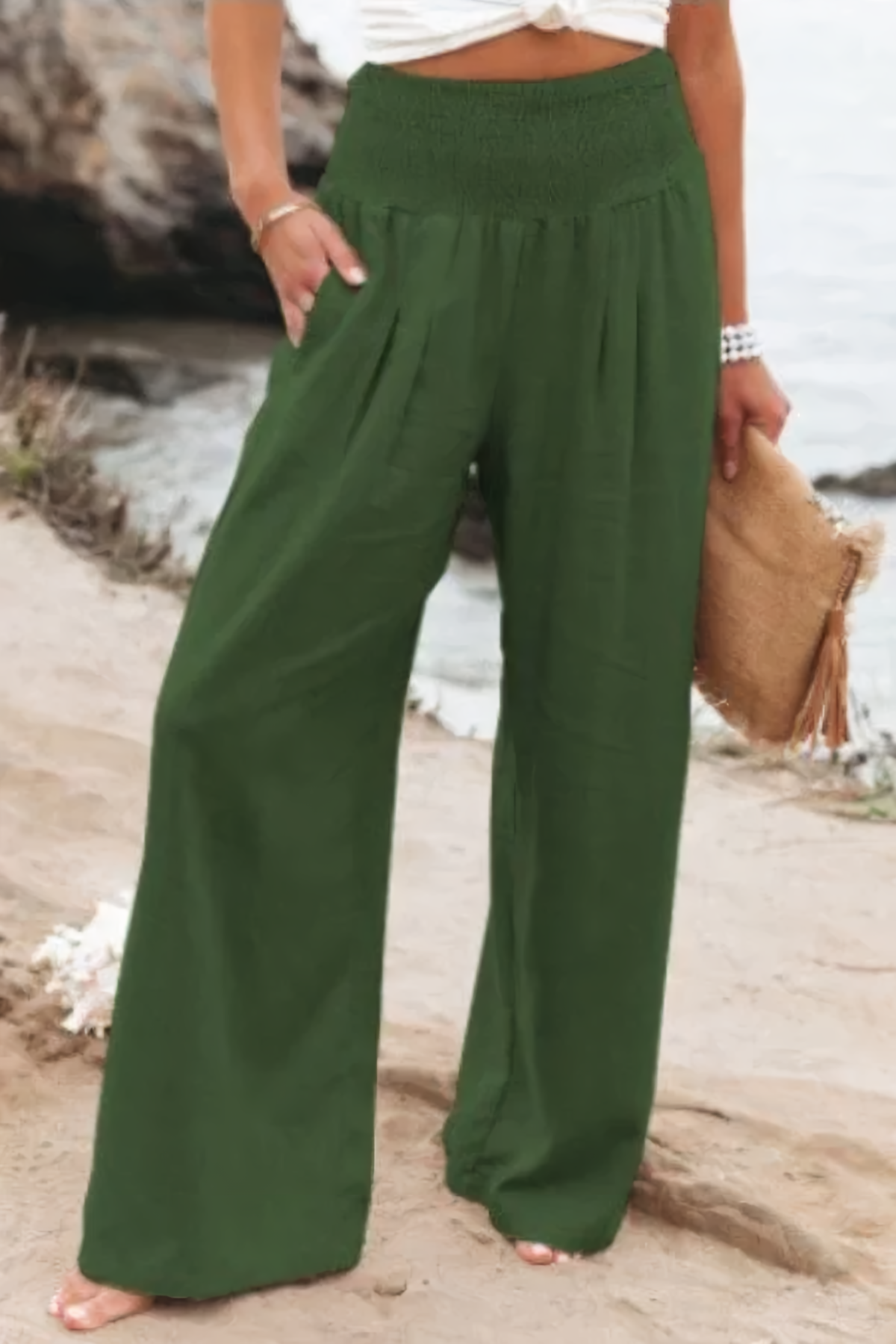Women's High-Waisted Palazzo Trousers - Wide Leg Style