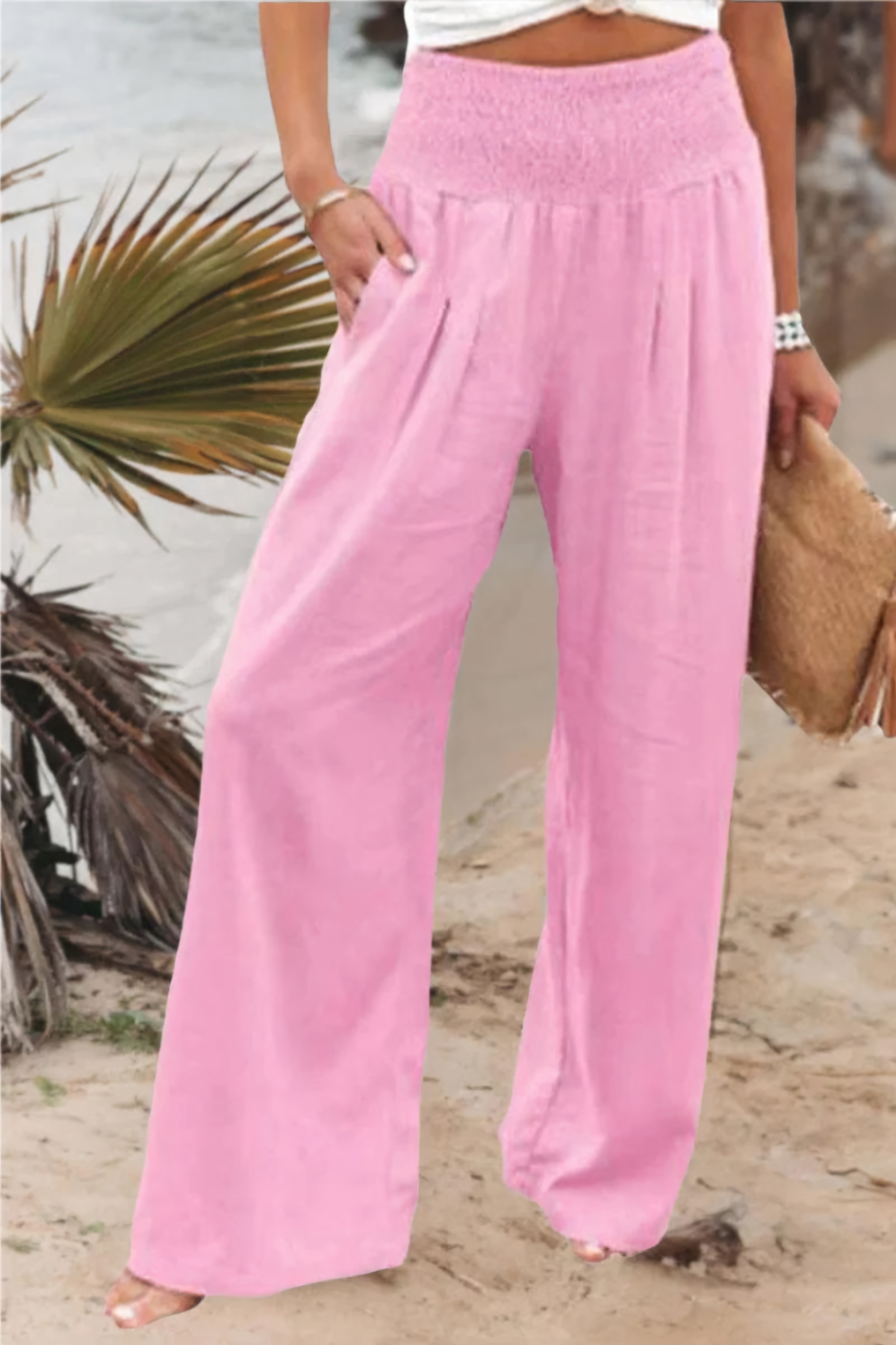 Women's High-Waisted Palazzo Trousers - Wide Leg Style