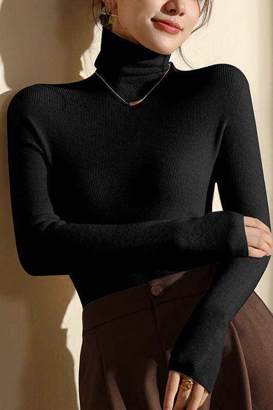 Women’s Knit Top – Seamless High Neck Design