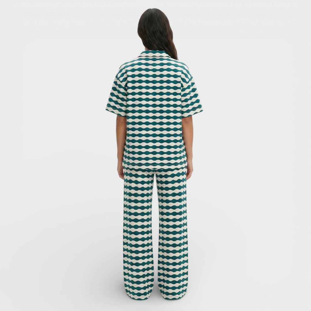 Women's Knitted Polo Neck Loungewear Set