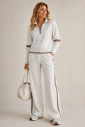 Women's Knitted Two-Piece Set with Quarter Zip