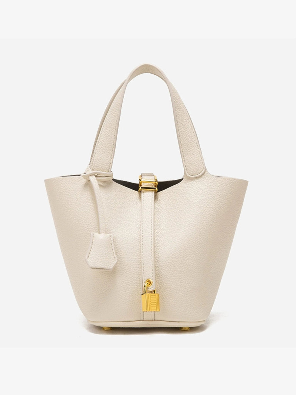 Women's Leather Bucket Handbag with Gold-Tone Hardware