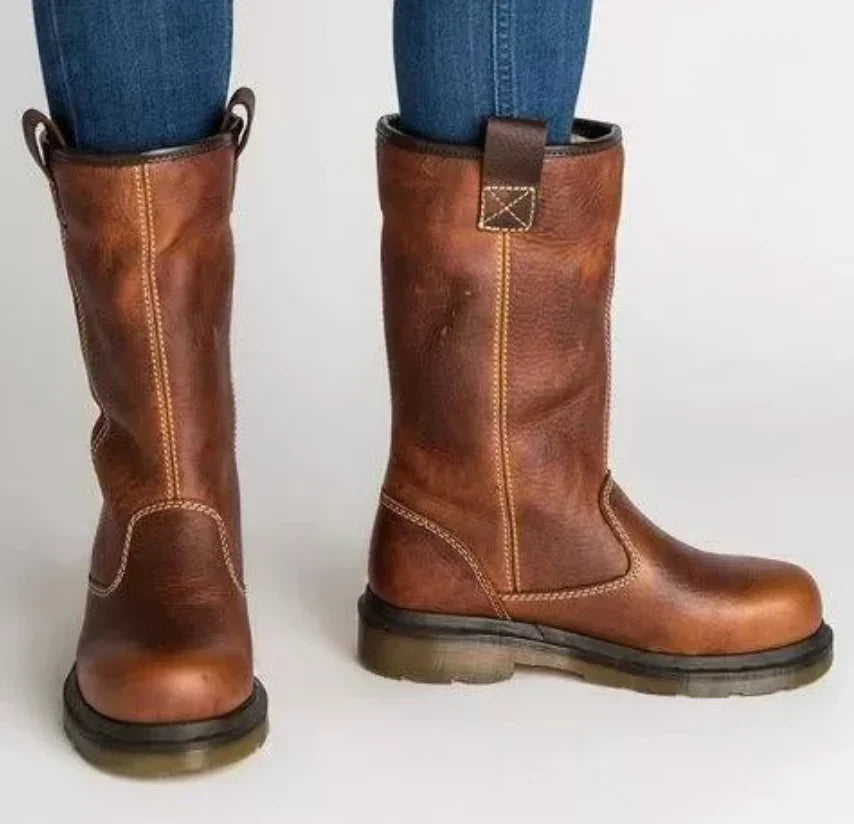 Women's Leather Lined Round Toe Boots 0