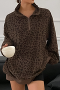 Women's Leopard Print Sweater with Relaxed Fit